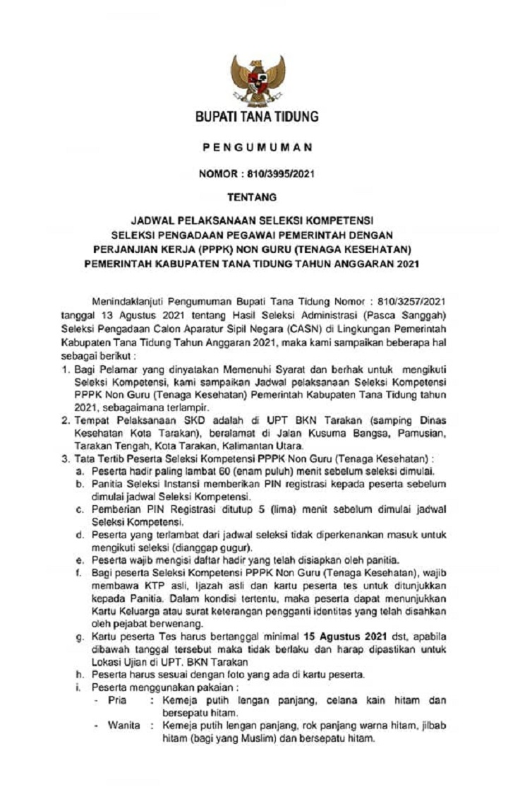 Jadwal Pelaksanaan Seleksi Kompetensi Seleksi Pengadaan Pegawai Pemerintah Dengan PPPK Non Guru (Tenaga Kesehatan)